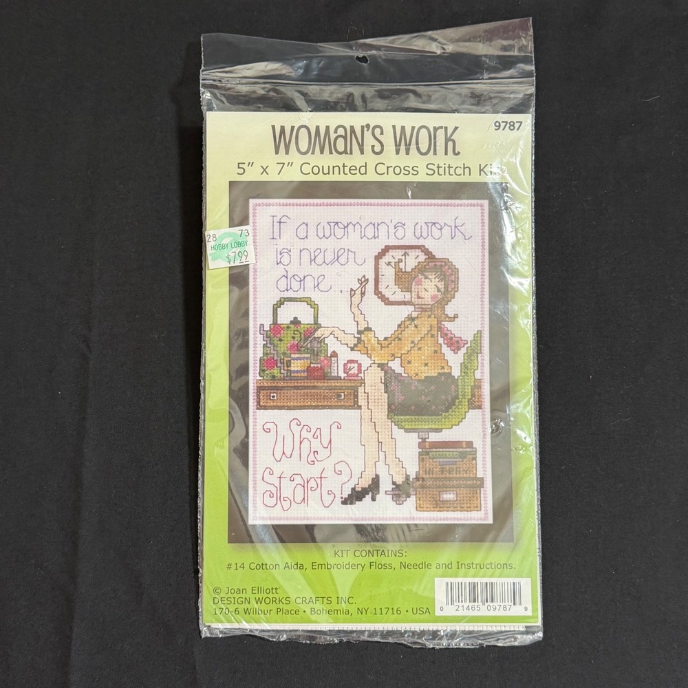 Design Works Womans Work Counted Cross Stitch Kit 5x7 Joan Elliott 9787 New